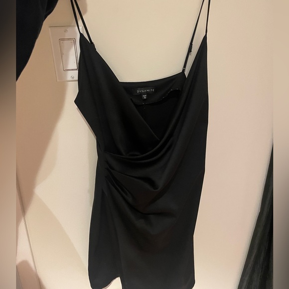Dynamite Satin Black Mini Dress - Picture 3 of 3